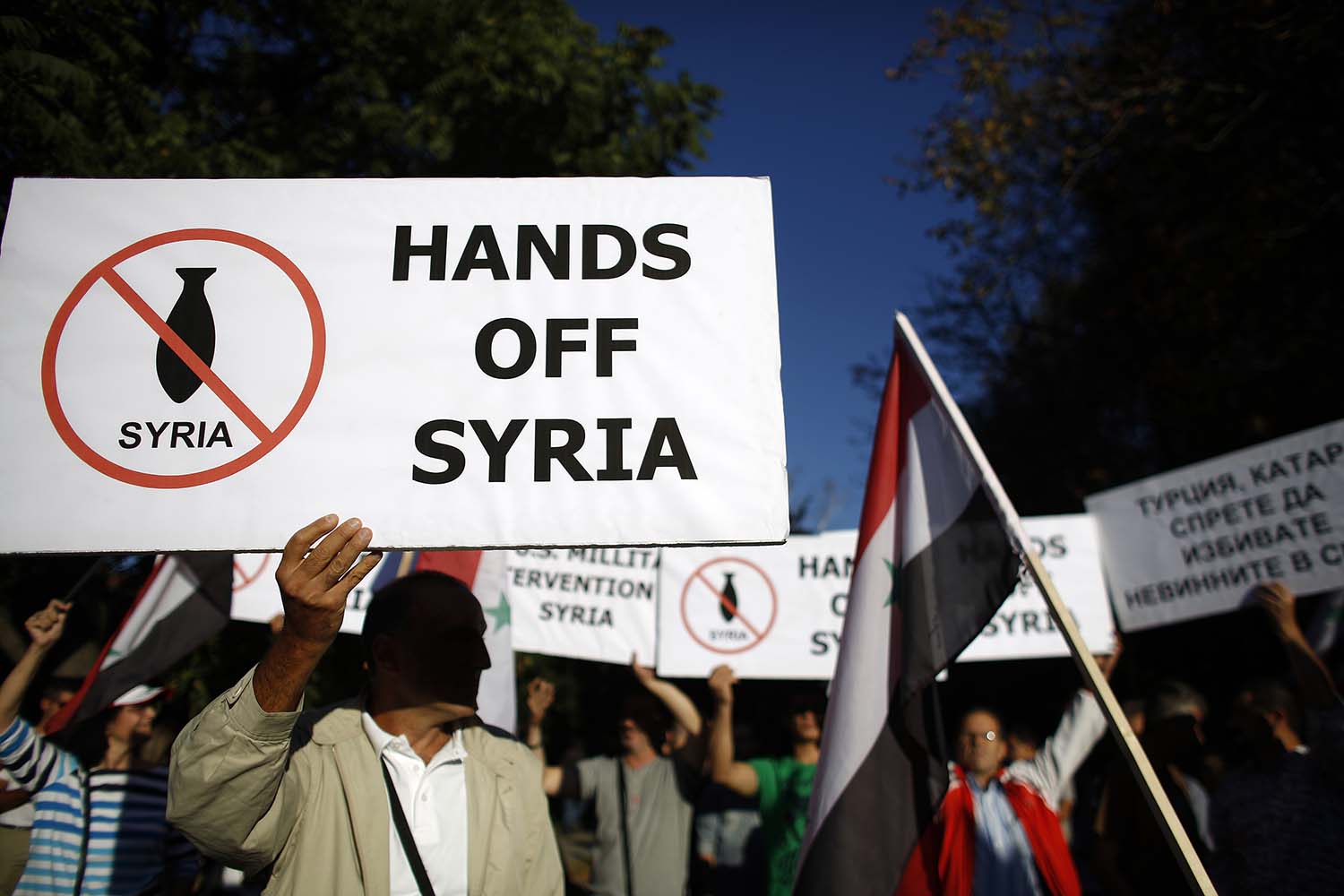 Especial Crisis Siria. Manifestación de protesta frente a la embajada de EE UU en Sofía, Bulgaria