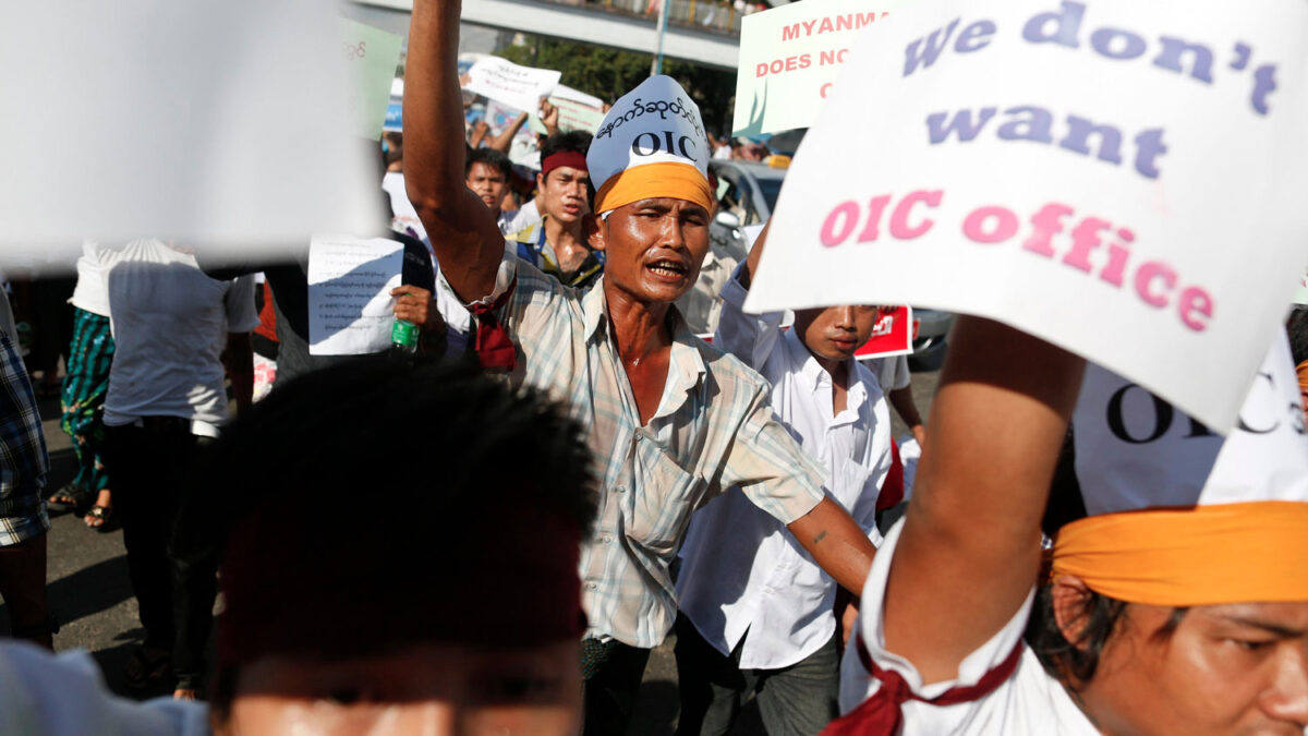 Protestas en Birmania contra la Organización de Cooperación Islámica