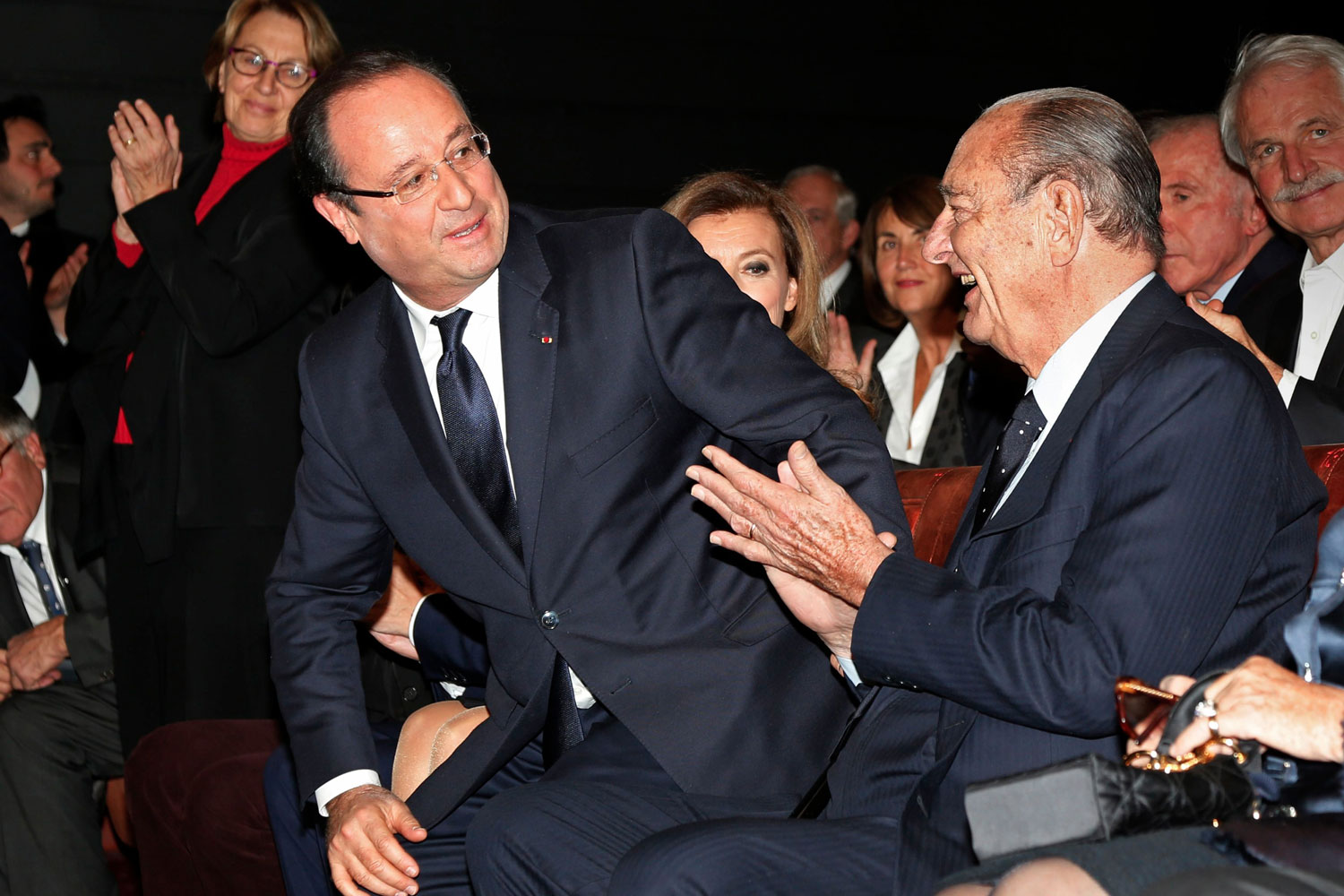 Jacques Chirac y Francois Hollande, juntos en la clausura de los premios de la Fundación Chirac