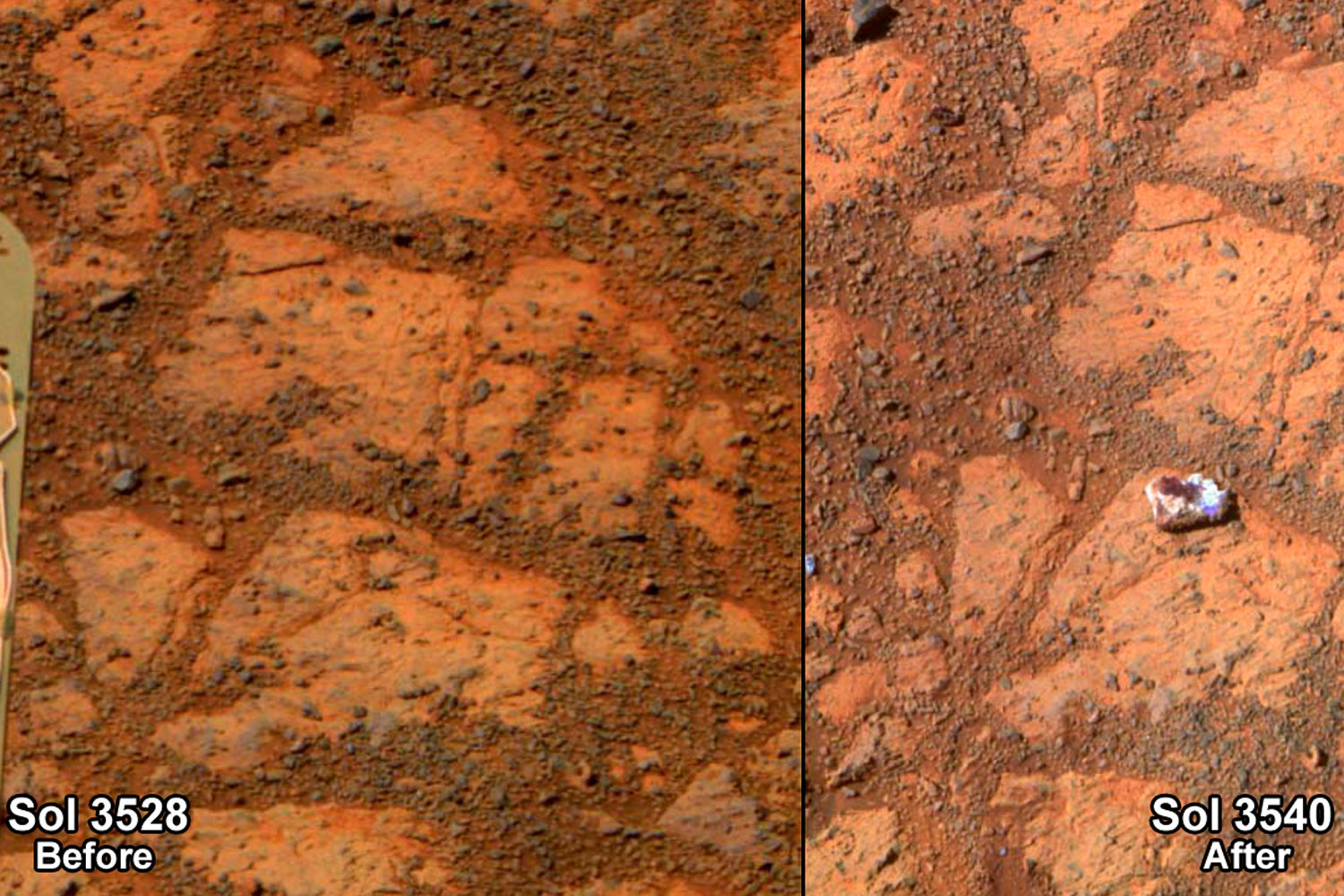 La aparición de una misteriosa roca delante del robot Opportunity sorprende a la NASA