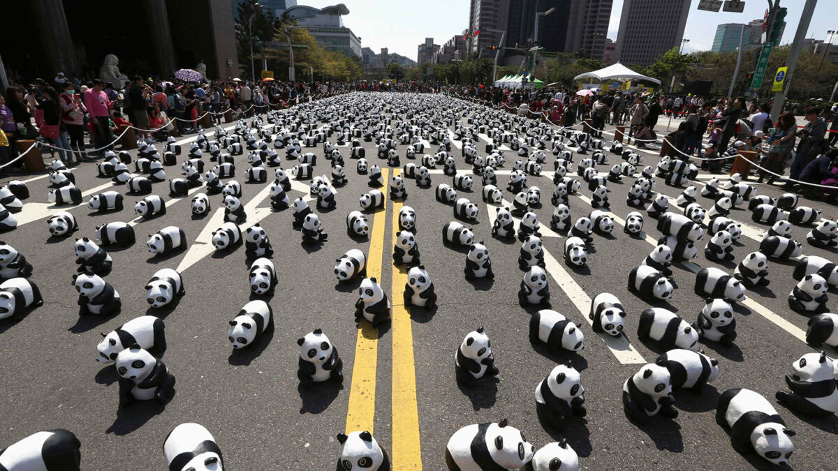 «Pandas on Tour» recorre Taipei para pedir la protección de los animales en peligro de extinción