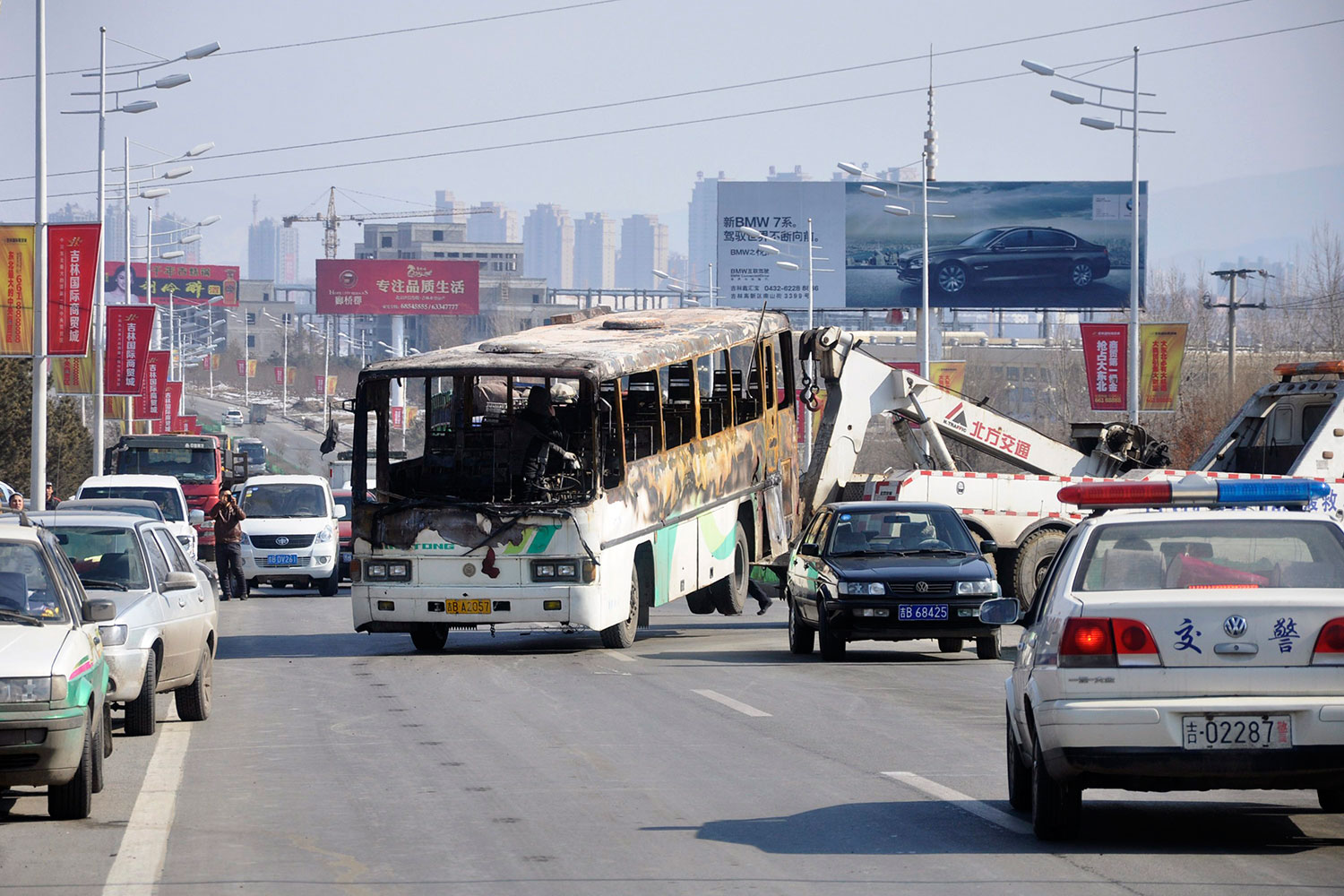 Diez muertos y 17 heridos en el incendio de un autobús en Jilin, China