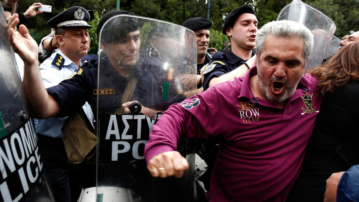 Protestas del sector público en Atenas