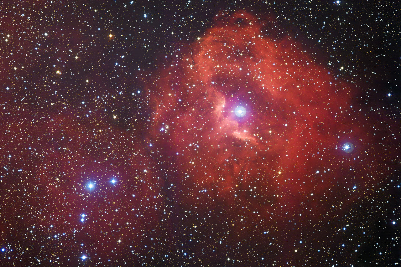 La nube de hidrógeno llamada Gum 41 es el hogar de muchas nebulosas brillantes