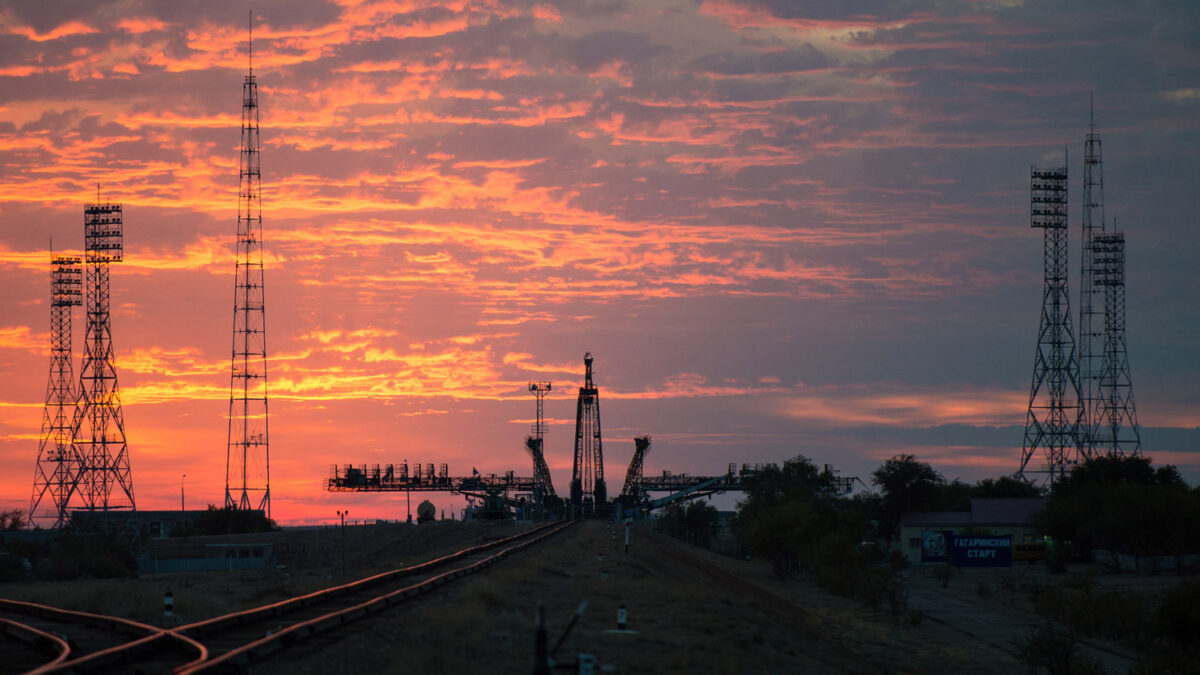 Amanece en la plataforma de lanzamiento Soyuz