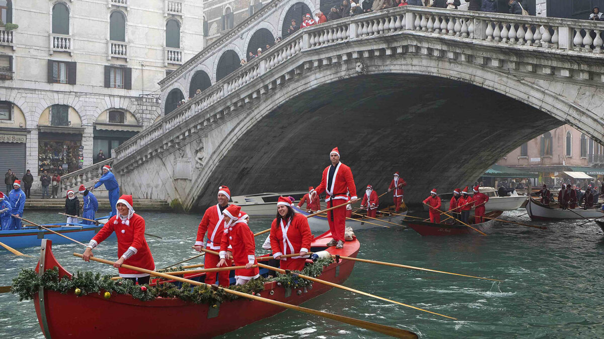 Santa llega al puente Rialto