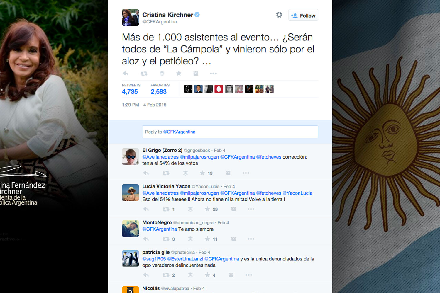Usuarios de Weibo, el Twitter chino, tildan de racista un mensaje de Cristina Fernández