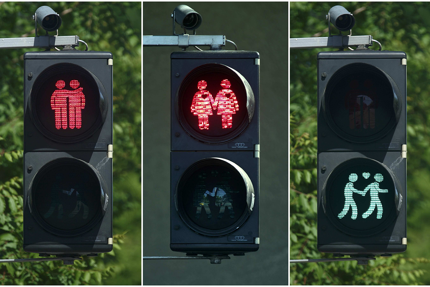 Viena pone en las luces de sus semáforos a parejas homosexuales