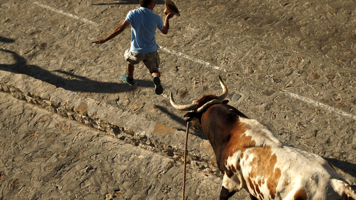 El toro lo sorprendió por detrás y le dio una corneada en el cuello.