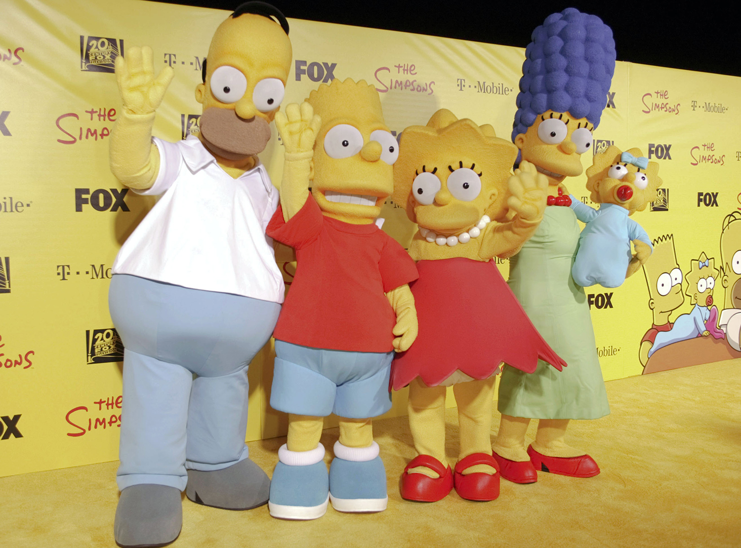 Muñecos de Homer, Bart, Lisa, Marge y Maggy Simpson, personajes de la serie (Foto: Alaric Lambert/ AP)