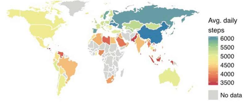 Este es el mapa de los países más ‘vagos’ del mundo, y España no es uno de ellos 2