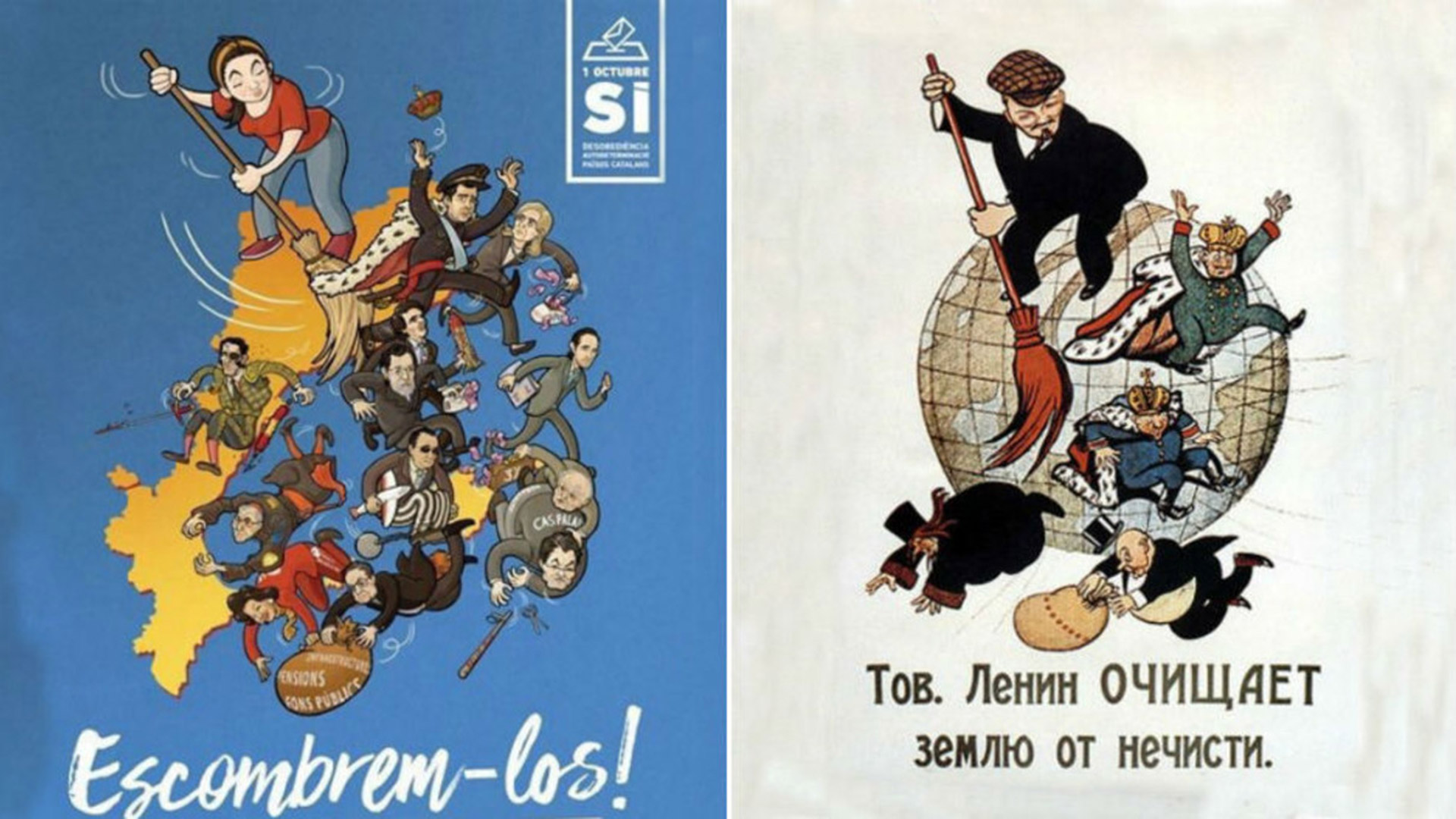 «Barrámoslos»: La CUP presenta un cartel de inspiración leninista para el 1-O