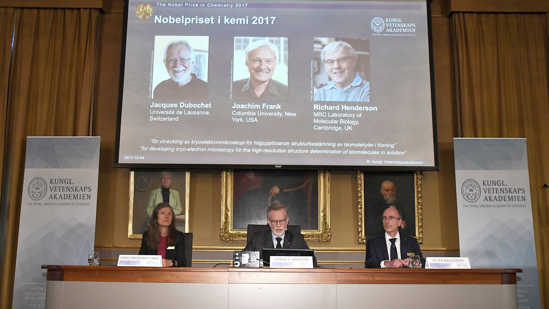 Jacques Dubochet, Joachim Frank y Richard Henderson, galardonados con el Nobel de Química