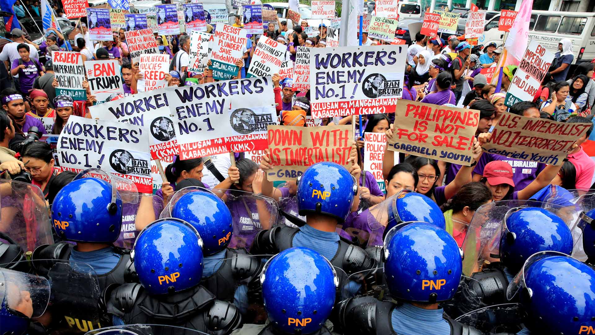 Crecen las protestan en Filipinas contra la visita de Trump