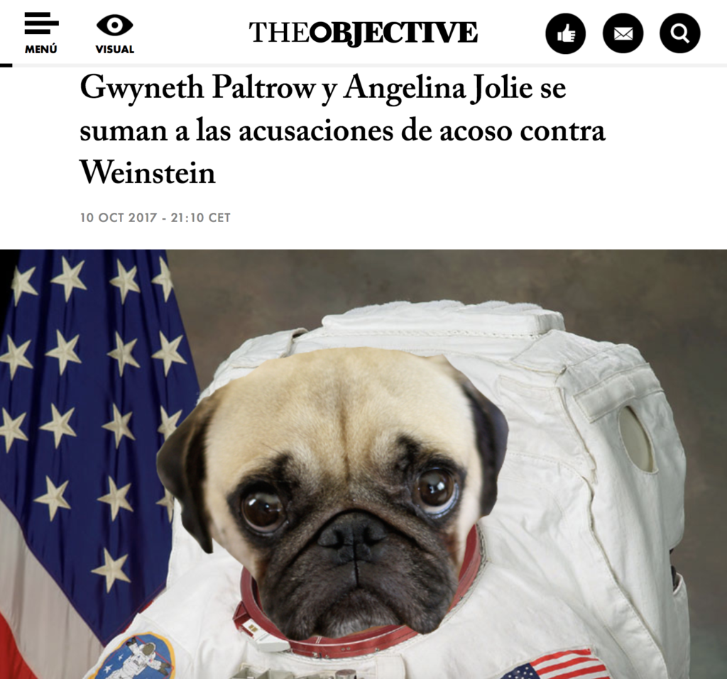 Una extensión de Chrome tapa la cara de Harvey Weinstein o Kevin Spacey con fotos de perritos espaciales 1