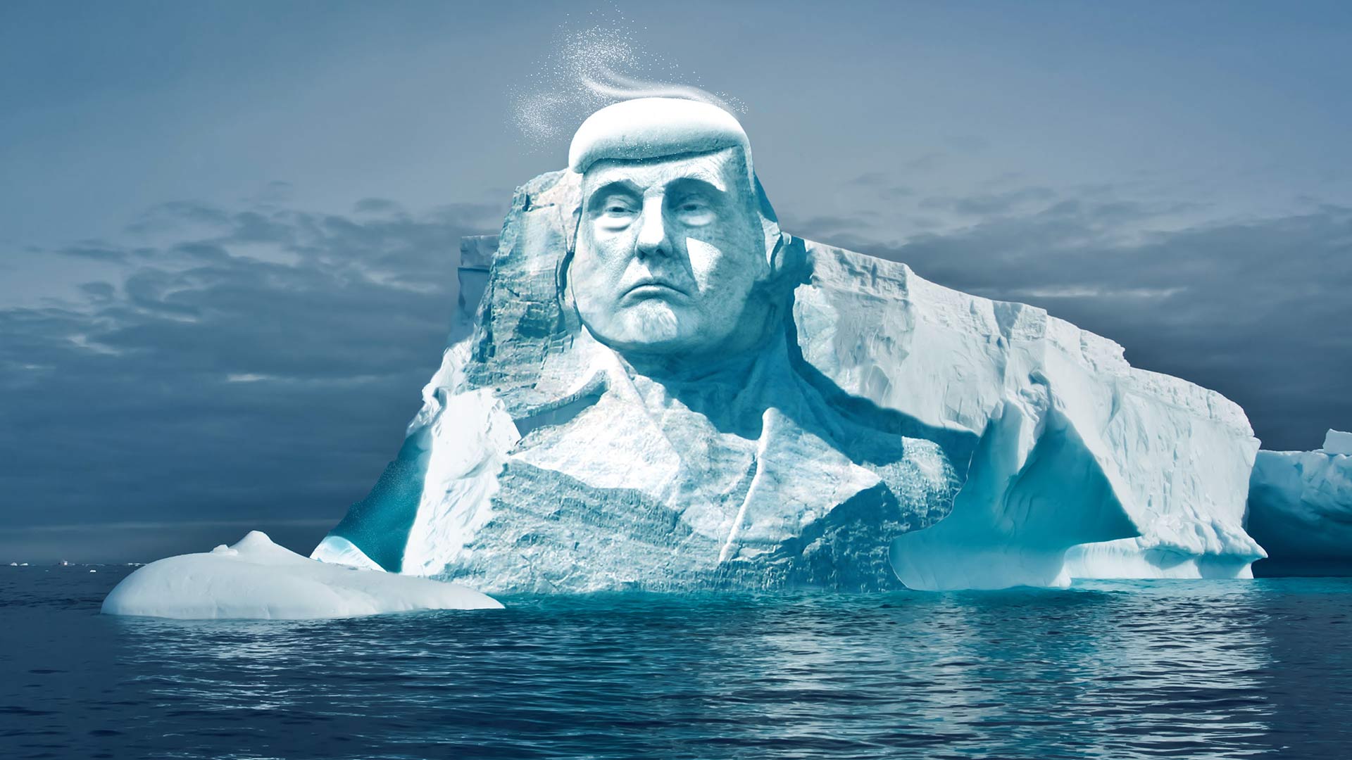 Una cara de Trump en un iceberg mostrará el impacto del cambio climático