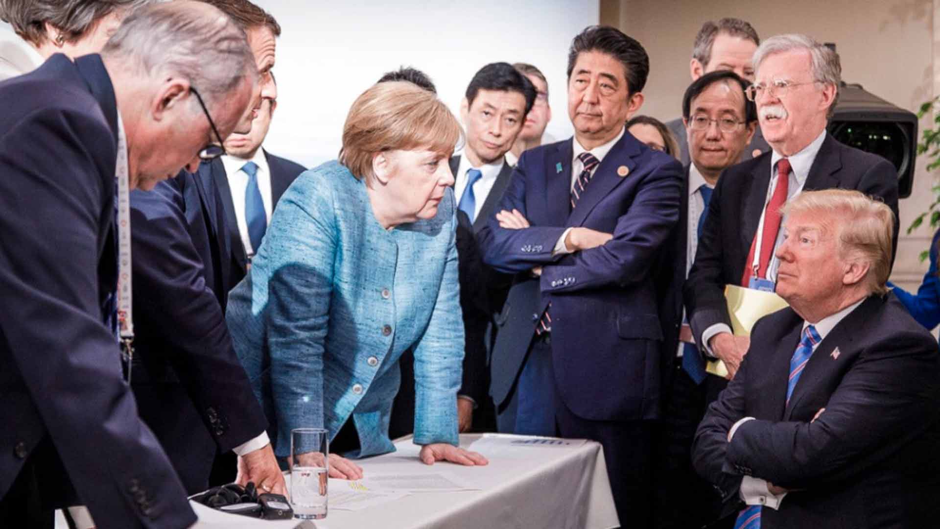 Una foto publicada por Merkel en Instagram da cuenta de la tensión en la Cumbre del G7