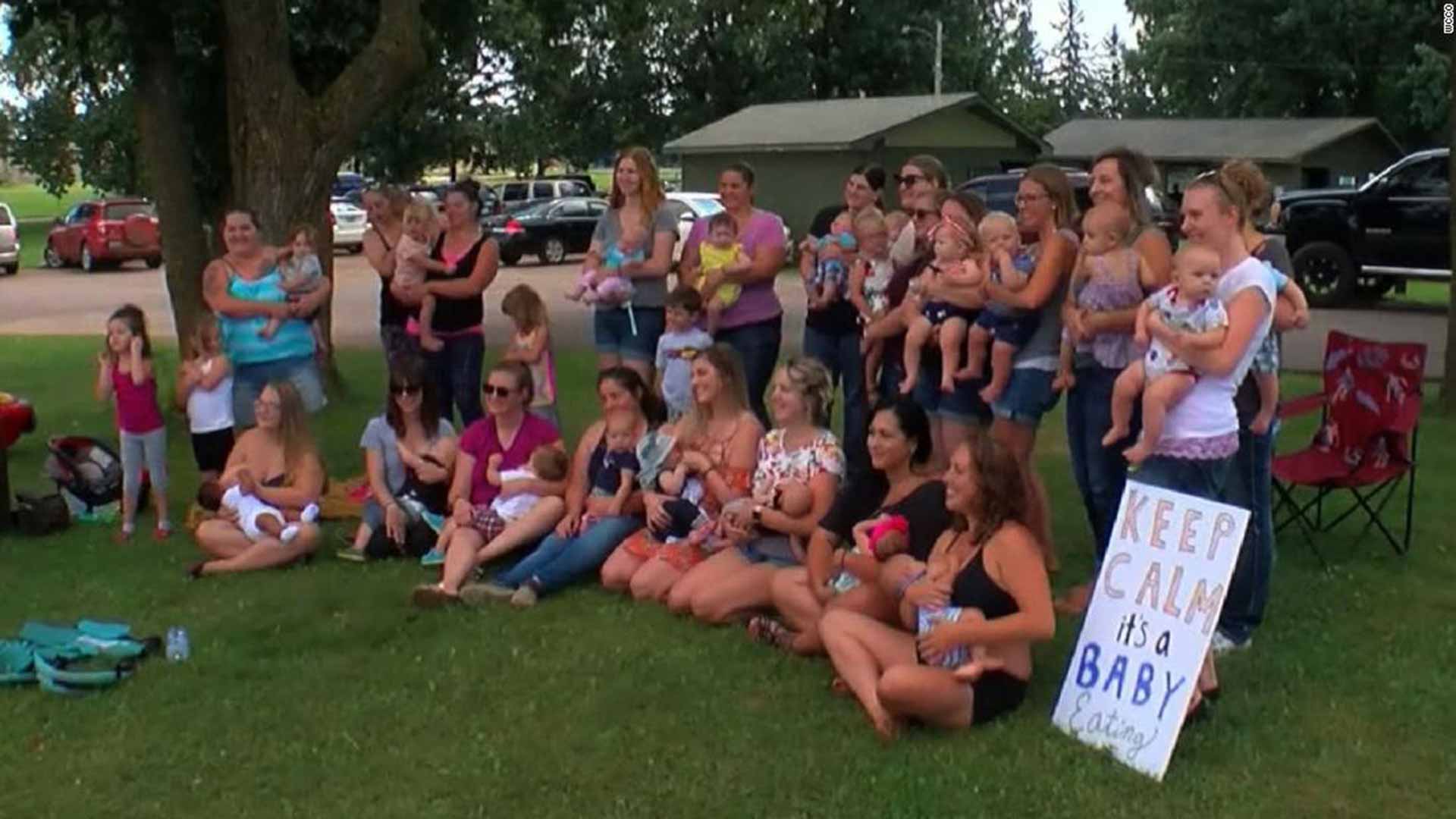 Decenas de mujeres dan el pecho a sus bebés en protesta contra una piscina de Minnesota