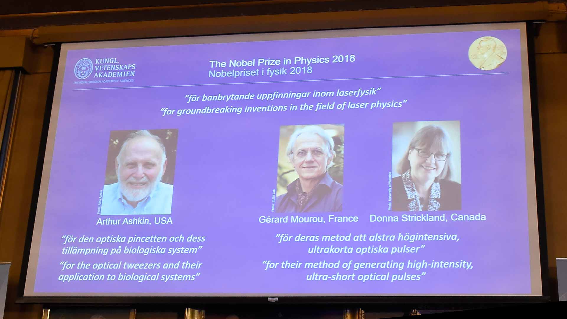 Ashkin, Mourou y Strickland, Premio Nobel de Física por sus invenciones en física láser