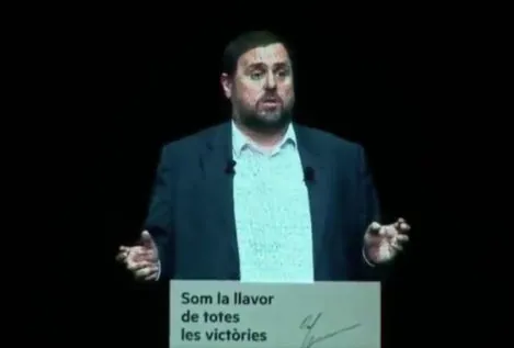 Oriol Junqueras aparece en un acto de ERC en forma de holograma: "La represión no frenará la libertad de Cataluña"