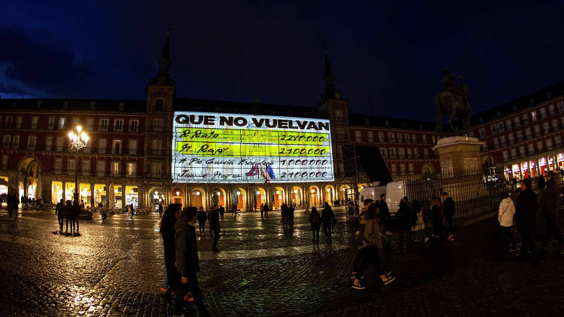 El Ayuntamiento de Madrid autorizó el vídeo de Podemos proyectado en la plaza Mayor