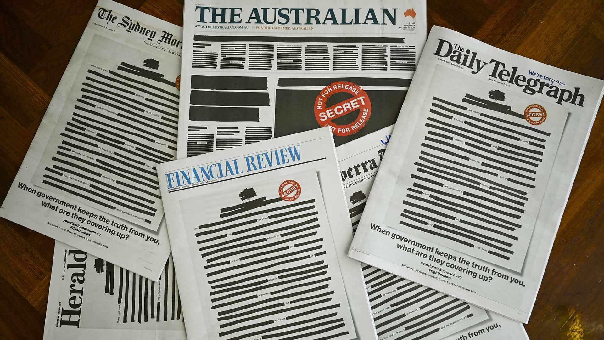 Los periódicos australianos tachan sus portadas para protestar por la falta de libertad de prensa