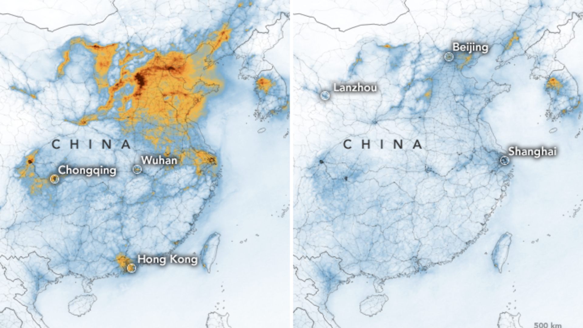 La NASA muestra cómo se ha reducido la contaminación en China por el coronavirus