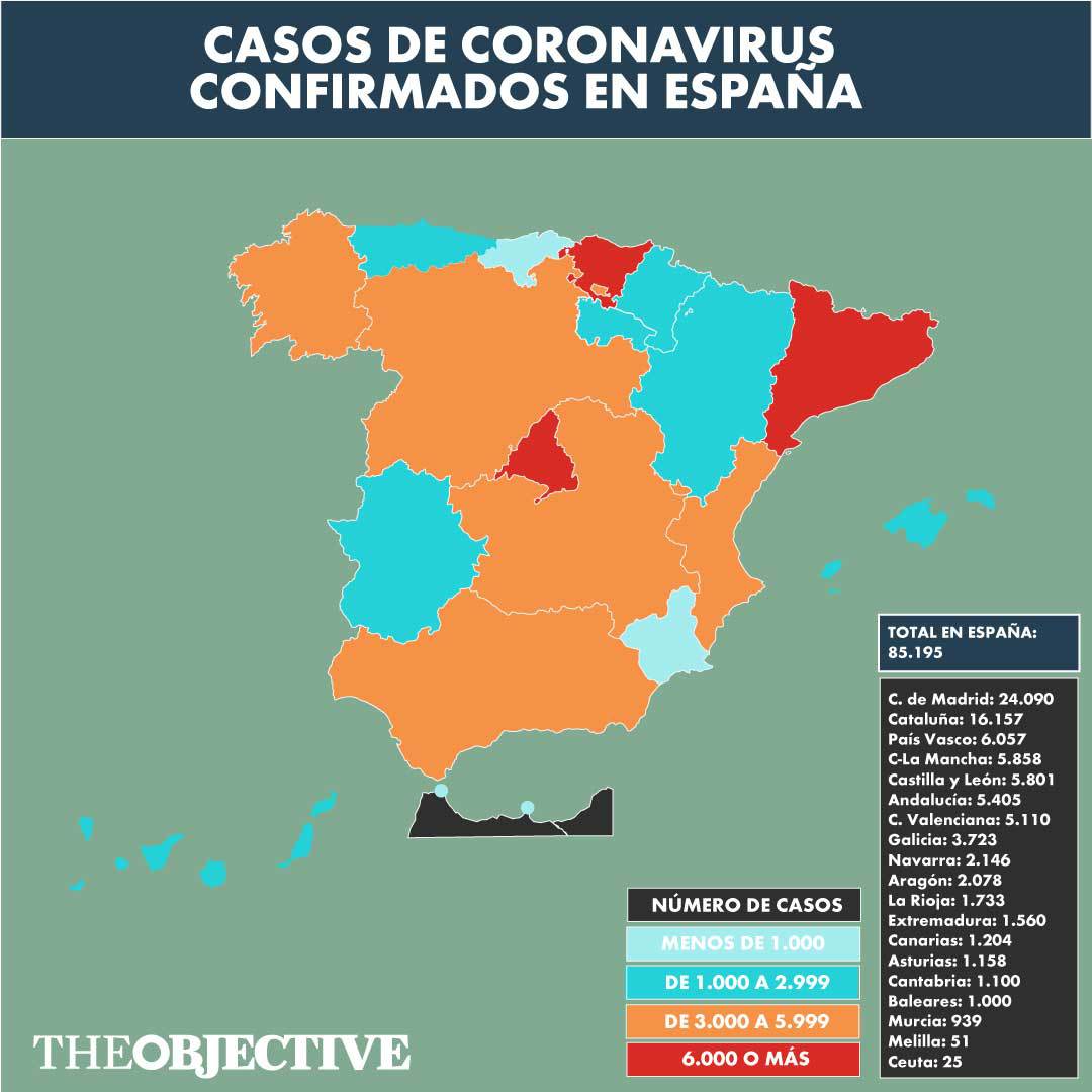 Directo | España suma 812 muertos por coronavirus en un día y supera los 85.000 casos confirmados