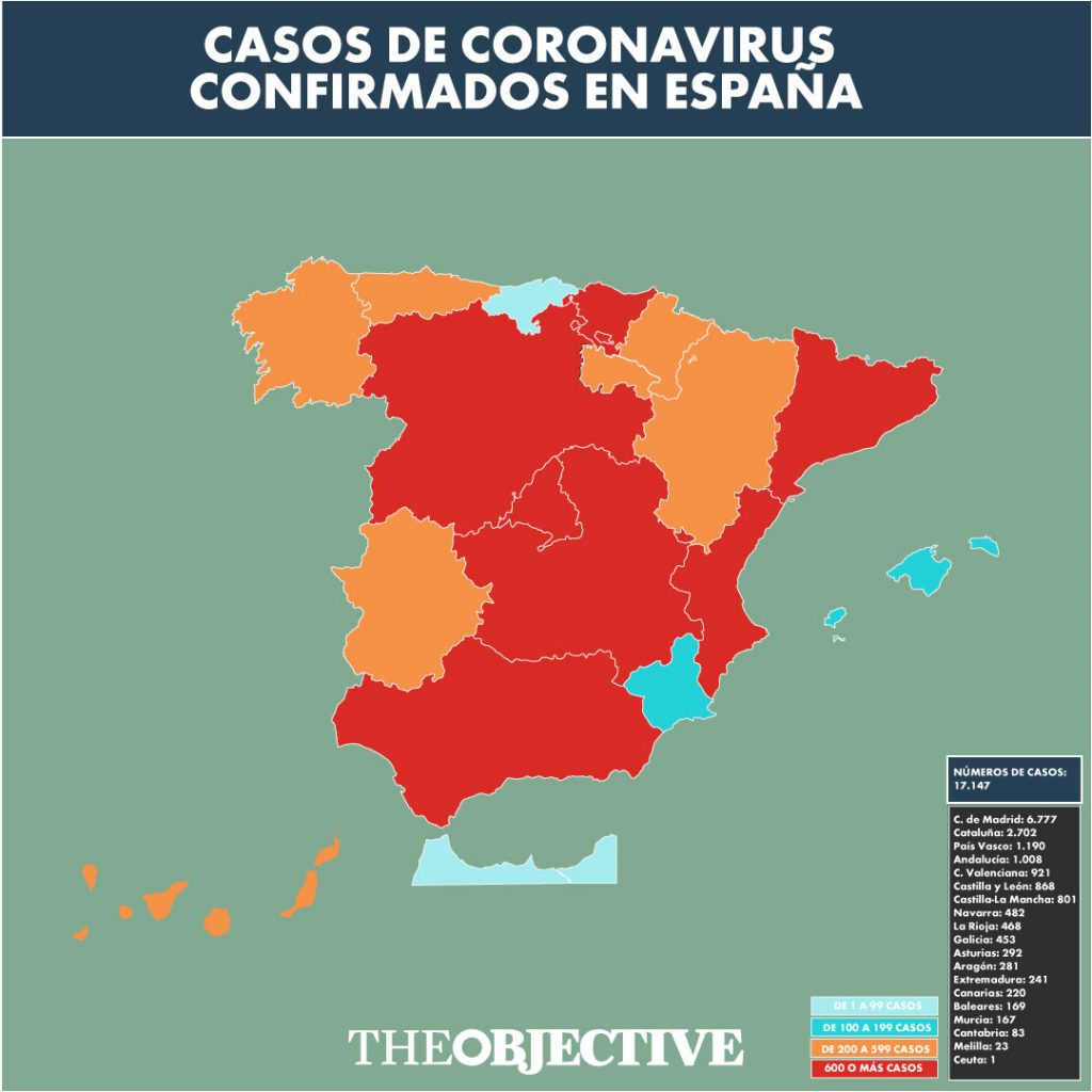 Directo | España suma ya 17.147 contagios y 767 muertes por coronavirus