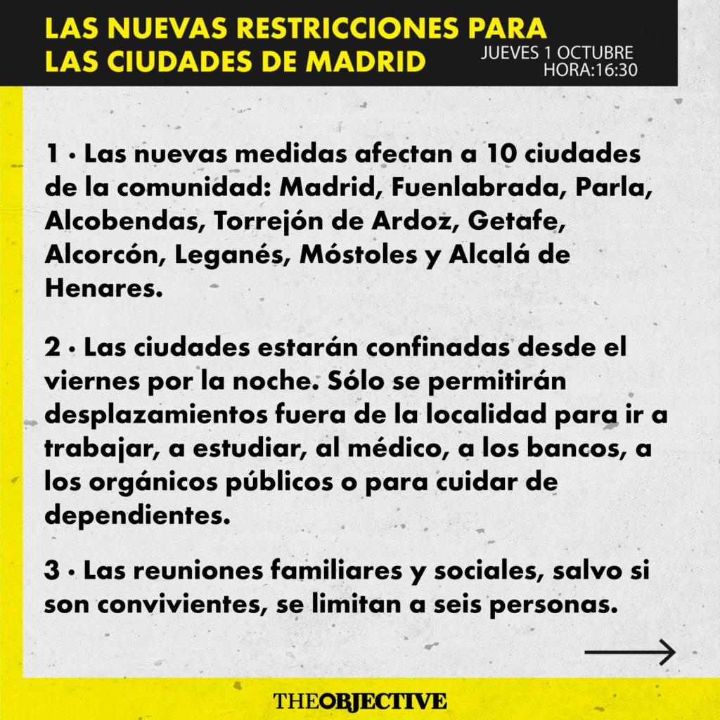 Estas son las medidas en las 10 ciudades de Madrid que estarán confinadas desde el viernes por la noche 2