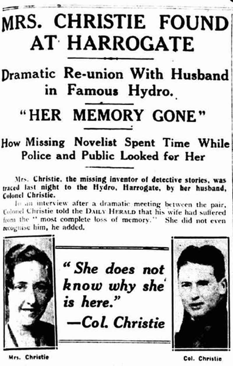 Cuando Agatha Christie protagonizó una desaparición digna de sus novelas de misterio