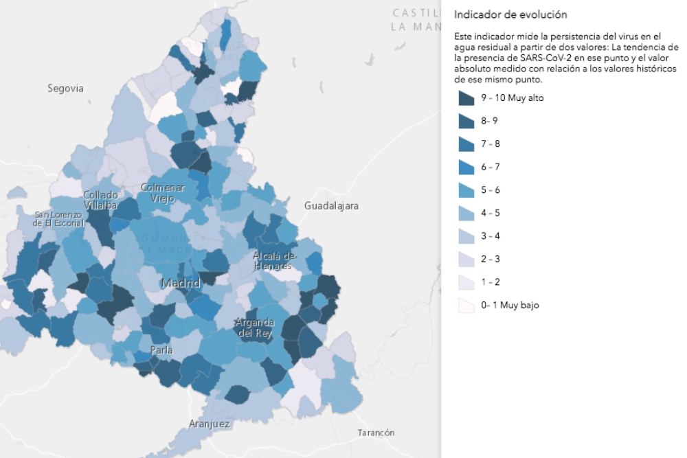 Madrid publica un mapa del coronavirus en aguas residuales