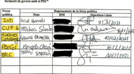 Los partidos independentistas se comprometen por escrito a no pactar con el PSC