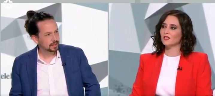 (VÍDEO) El repaso de Ayuso a Iglesias en el debate de Telemadrid: «Yo sonrío porque usted solamente da vergüenza ajena»