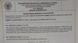 El polémico examen de Matemáticas II de la EvAU madrileña del que todo el mundo habla