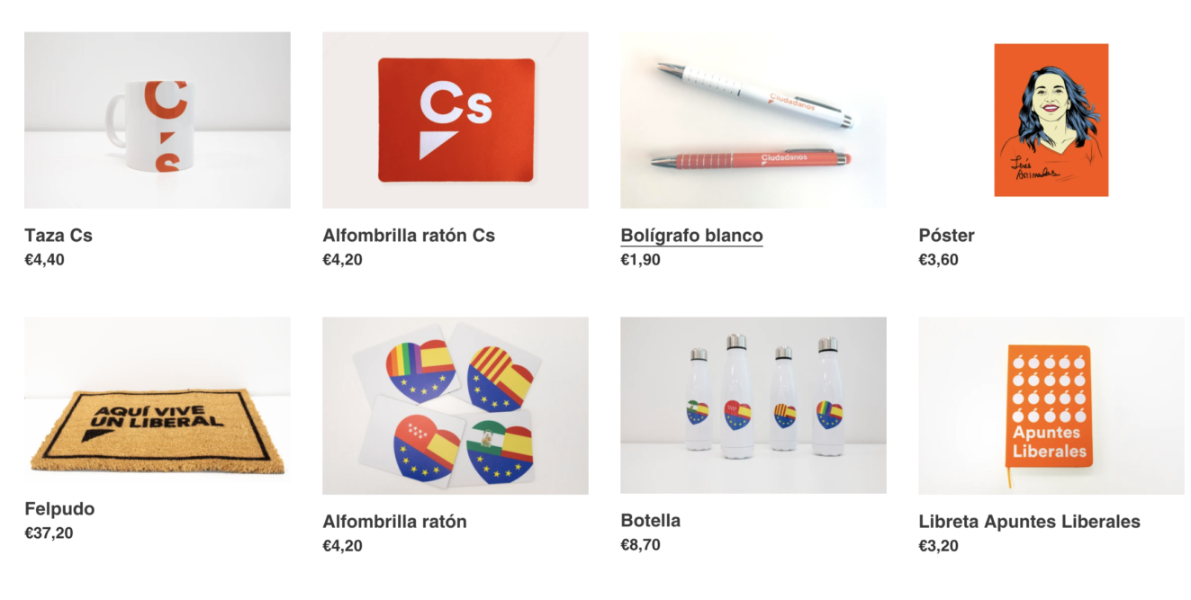 Ciudadanos se apunta al ‘merchandising’ con una tienda online para sus afiliados