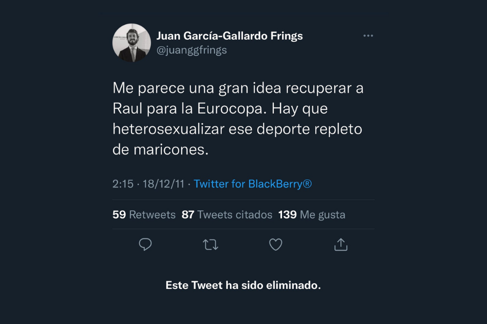 El candidato de Vox en Castilla y León borra sus tuits contra homosexuales, feministas e inmigrantes