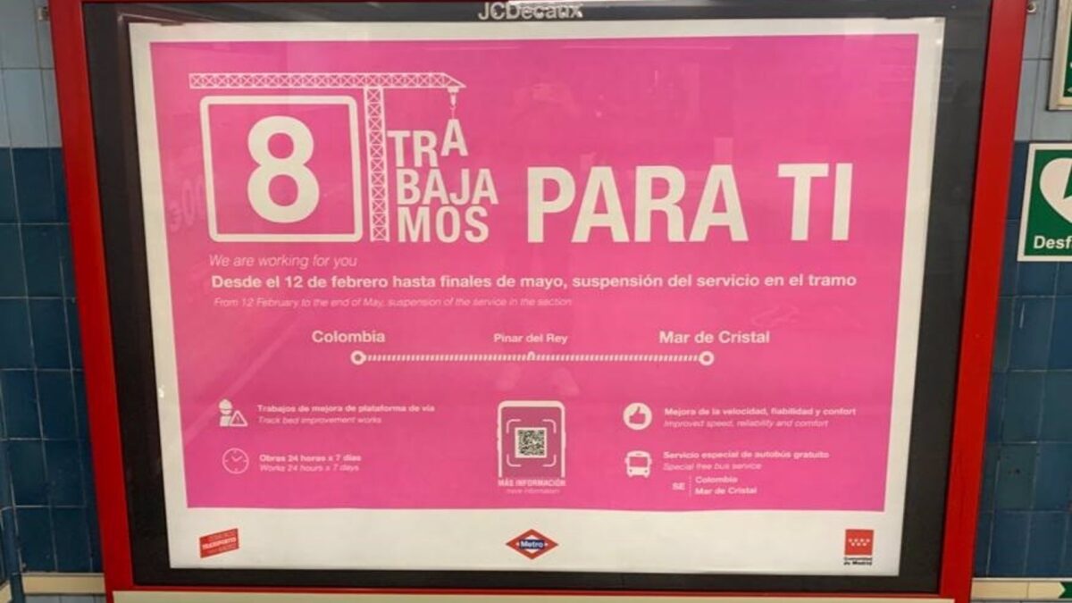 El metro de Madrid arranca hoy las obras de la L8 que se prolongarán hasta finales de mayo