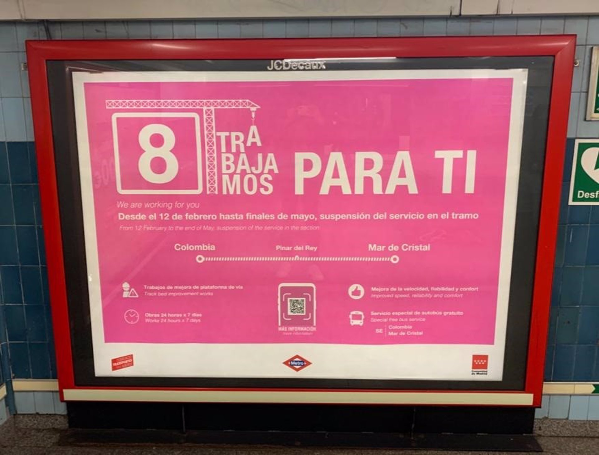 El metro de Madrid arranca hoy las obras de la L8 que se prolongarán hasta finales de mayo