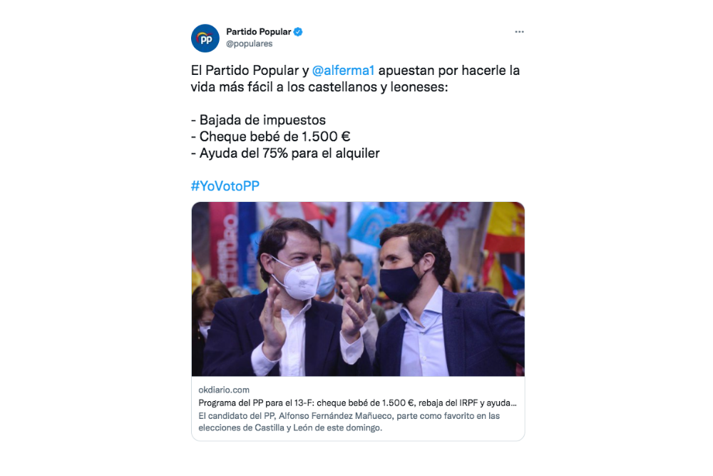 El PP llama al voto en las elecciones de Castilla y León en contra de la ley electoral