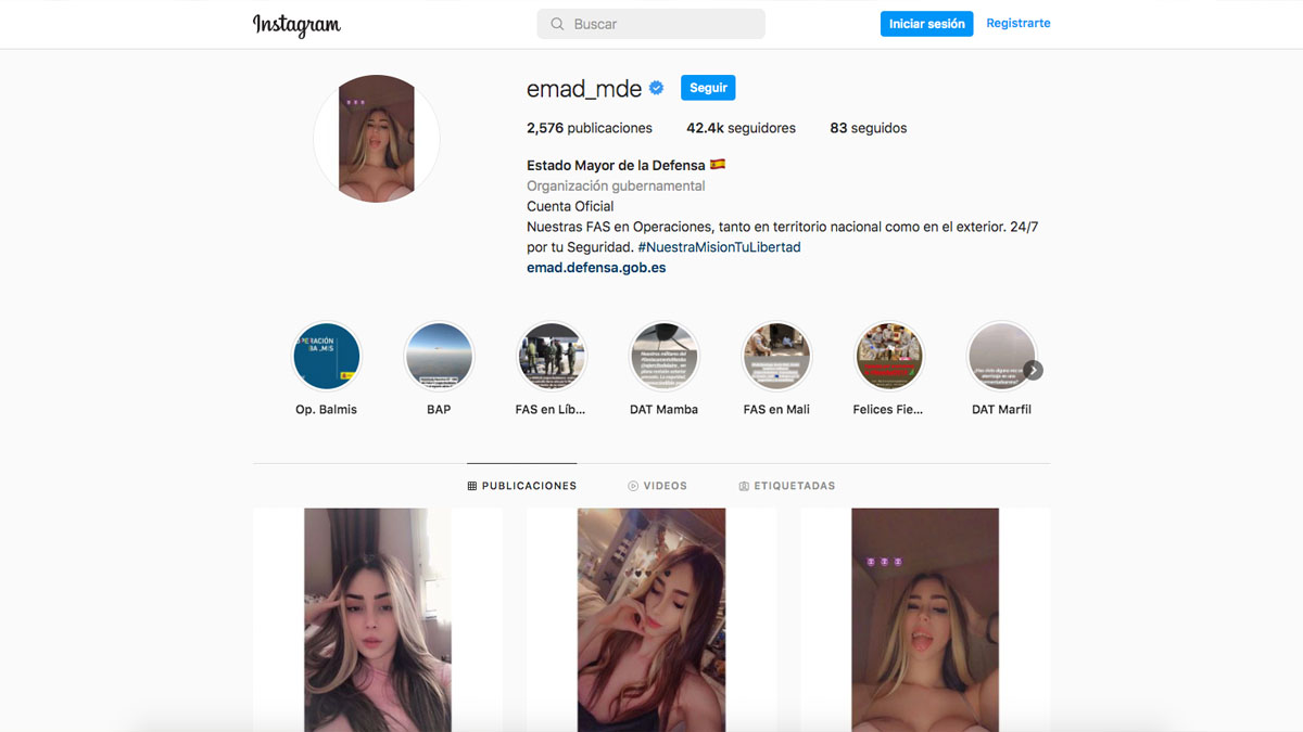Hackean el Instagram del Estado Mayor de la Defensa (EMAD)