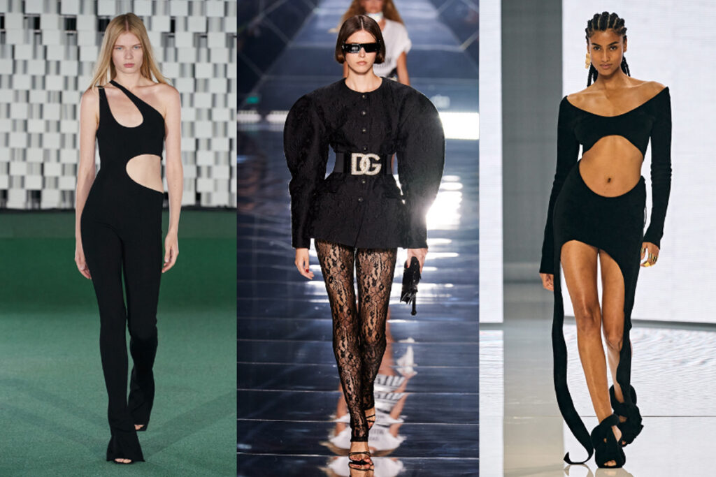 De izquierda a derecha: propuestas de Stella McCartney, Dolce & Gabbana y Balmain