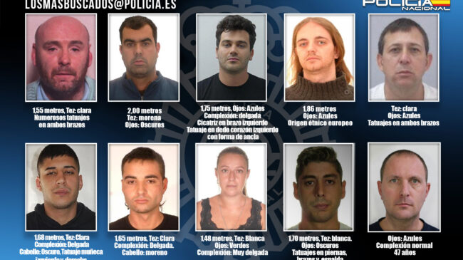 Los diez fugitivos más buscados en España: asesinos, narcotraficantes o falsificadores de dinero