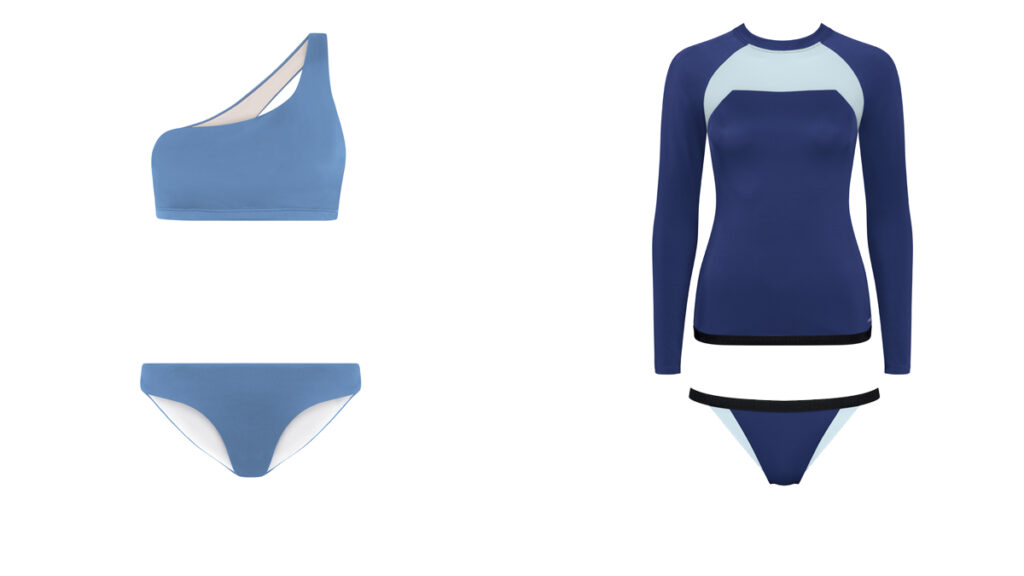 MUR SWIMWEAR Bikini asimétrico // SLOGGI Camiseta y braguita en tonos azules