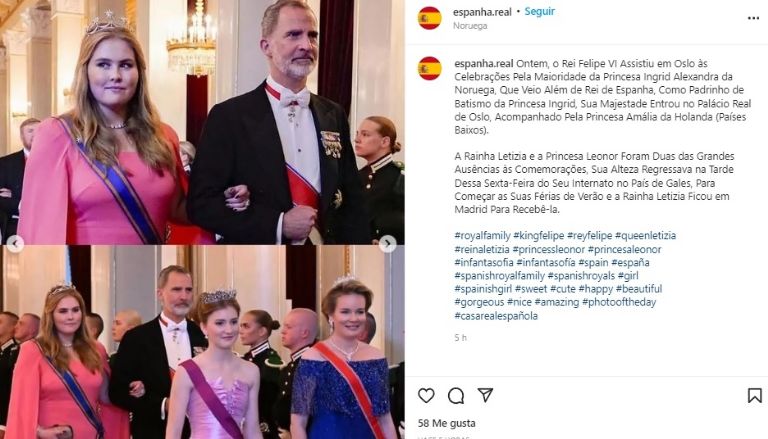 Amalia de los Países Bajos llega del brazo del rey Felipe a la fiesta en honor de la princesa Ingrid