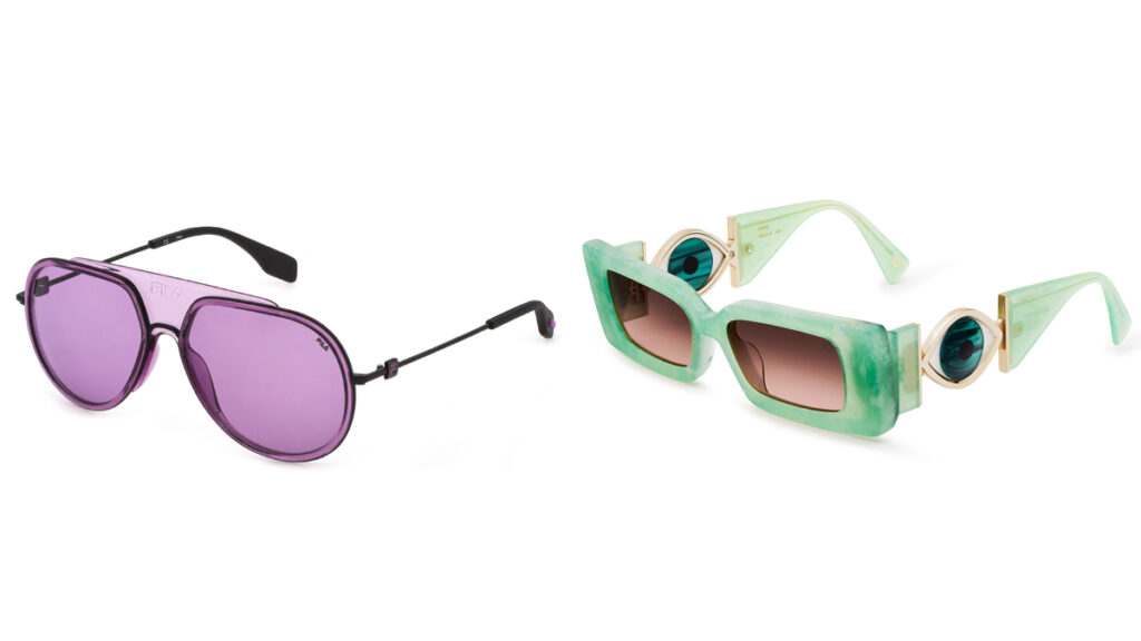 FILA Gafas de sol moradas // ETNIA BARCELONA Modelo con montura en tonos verdes
