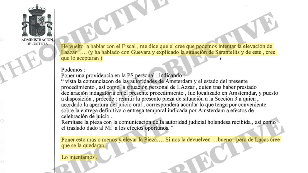 El e-mail que se coló «por error» en la segunda página de una providencia dictada por el juez Pedraz