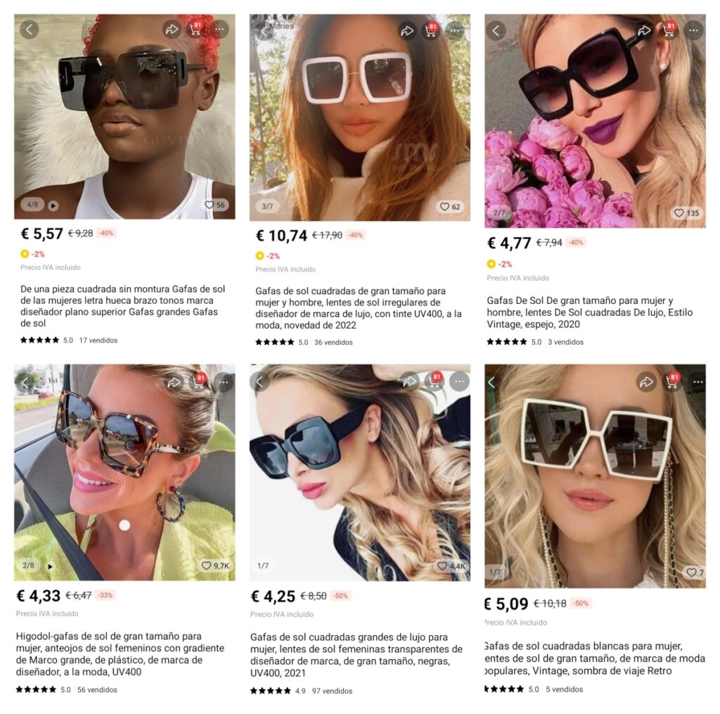 Gafas De Sol Cuadradas Montura De Gafas Grandes Para Mujeres Y