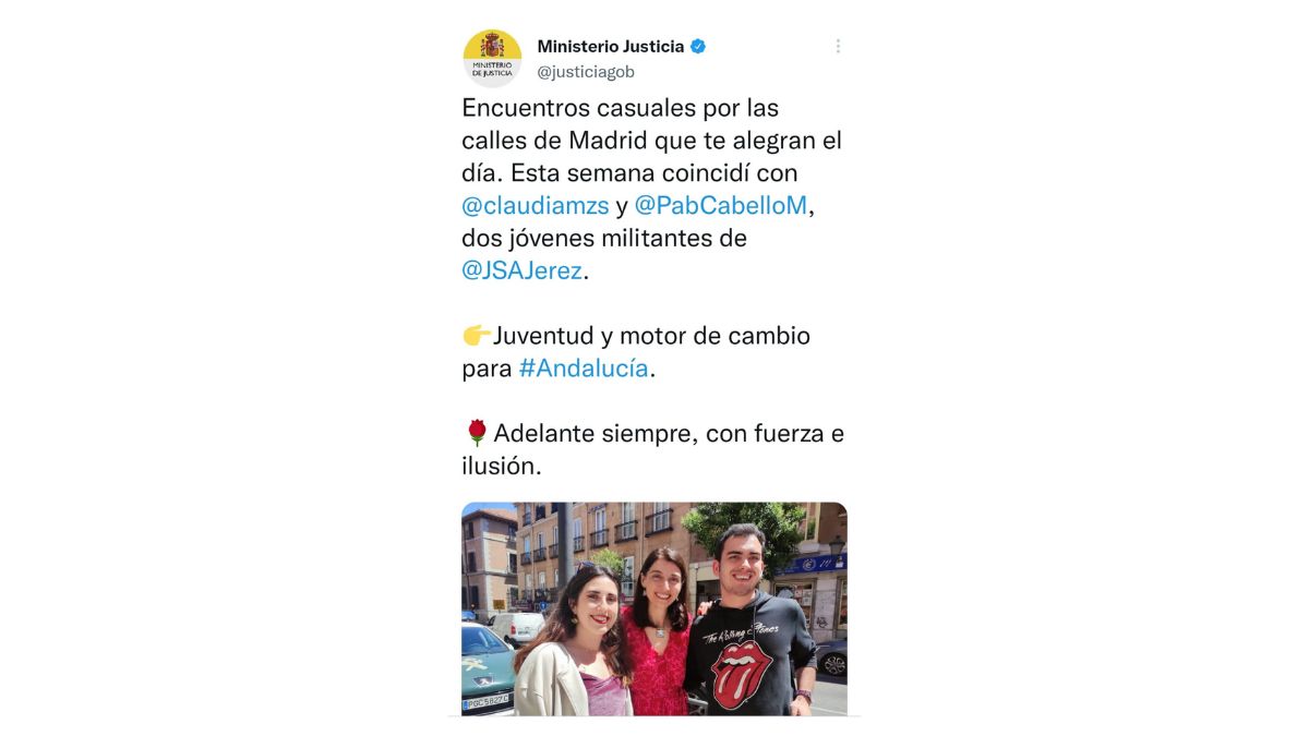 El Ministerio de Justicia publica un tuit partidista y en primera persona de la ministra Llop