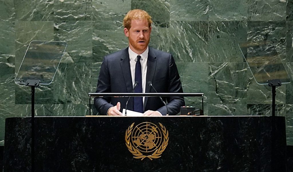 El príncipe Harry durante su emotivo discurso en la ONU | Gtres